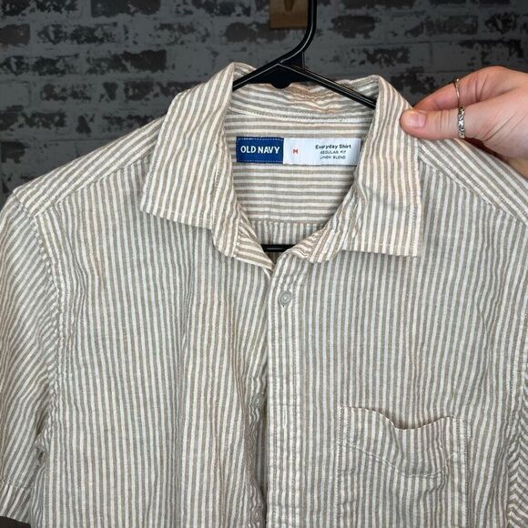 Old navy | women linen striped button down shirt - Picture 1 of 8